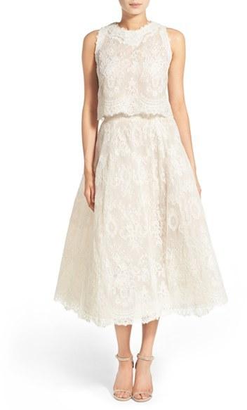 زفاف - Ready to Wed BLISS Monique Lhuillier 2-Pc. Embroidered Lace Dress