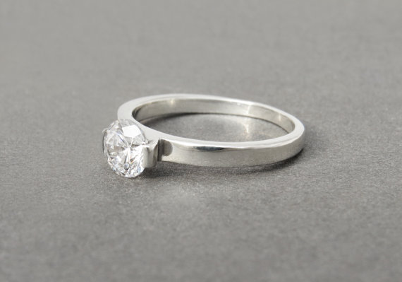 زفاف - FB Moissanite Engagement Ring, Classic Engagement Ring, Forever Brilliant Moissanite Engagement Ring In 14k, 18k gold, Solitaire Ring.