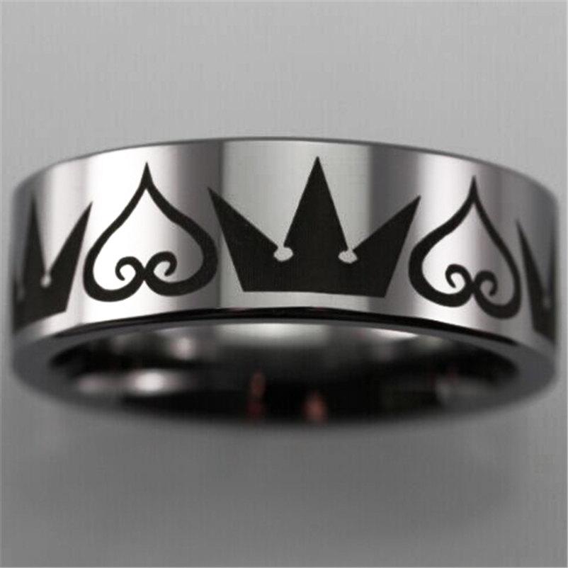 Свадьба - Free Engraving Top Quality Kingdom Hearts & Crowns Design Silver Pipe Tungsten Ring Comfort Fit Design His or Her Wedding Ring Promise Ring