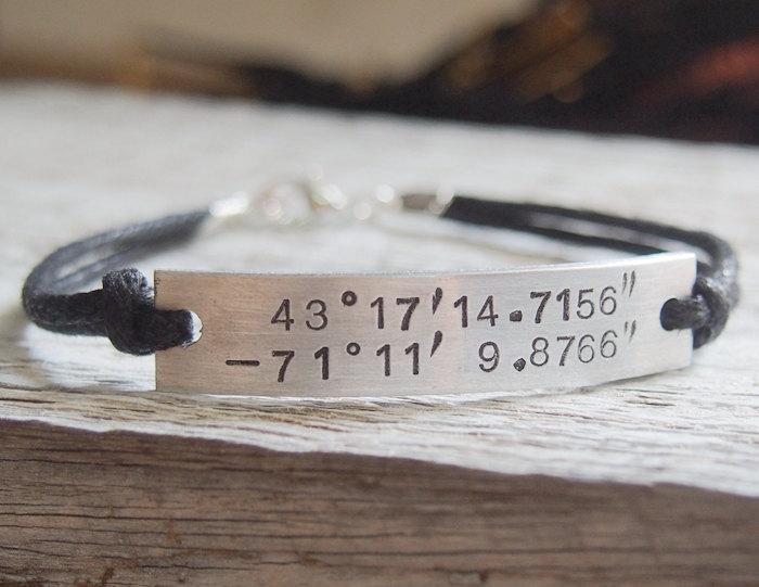 زفاف - Coordinates Bracelet, Latitude Longitude Bracelet, GPS Bracelet, customized Bracelet, Engraved Bracelet, personalized GPS bracelet Jewelry