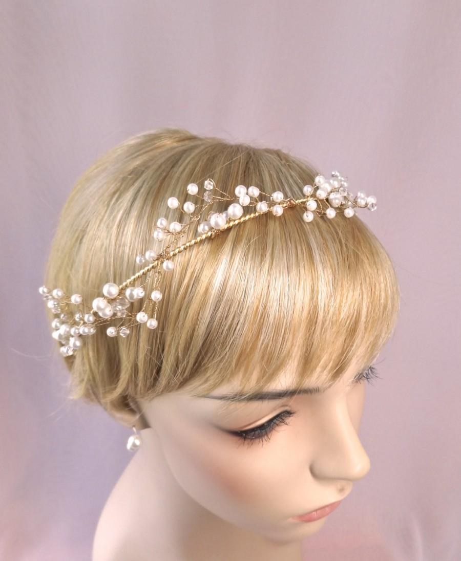 Hochzeit - crystal pearl bridal headpiece,  Pearl Berries crystal wedding headpiece, bridal headband,  bridal wreath, crystal & pearl  band  Style 415