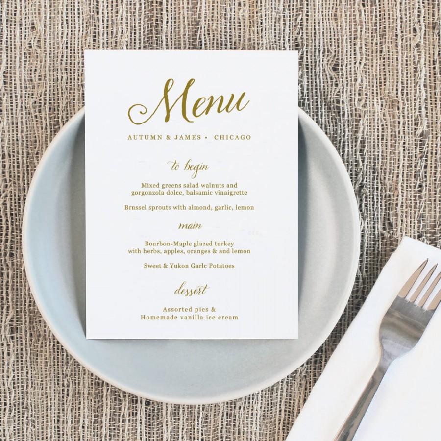 Printable Wedding Menu, Wedding Menu Template, Romantic Script Pertaining To Menu Template For Pages