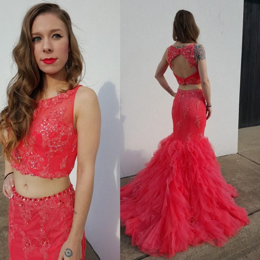 Свадьба - Sexy Mermaid Prom Dress - Two Piece Backless Top with Appliques