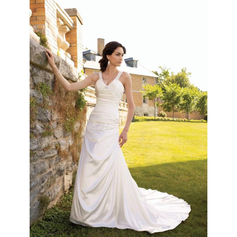 Hochzeit - Ärmelloses schlank a-line Brautkleid mit breiten invertierte Halter Riemen - Festliche Kleider 