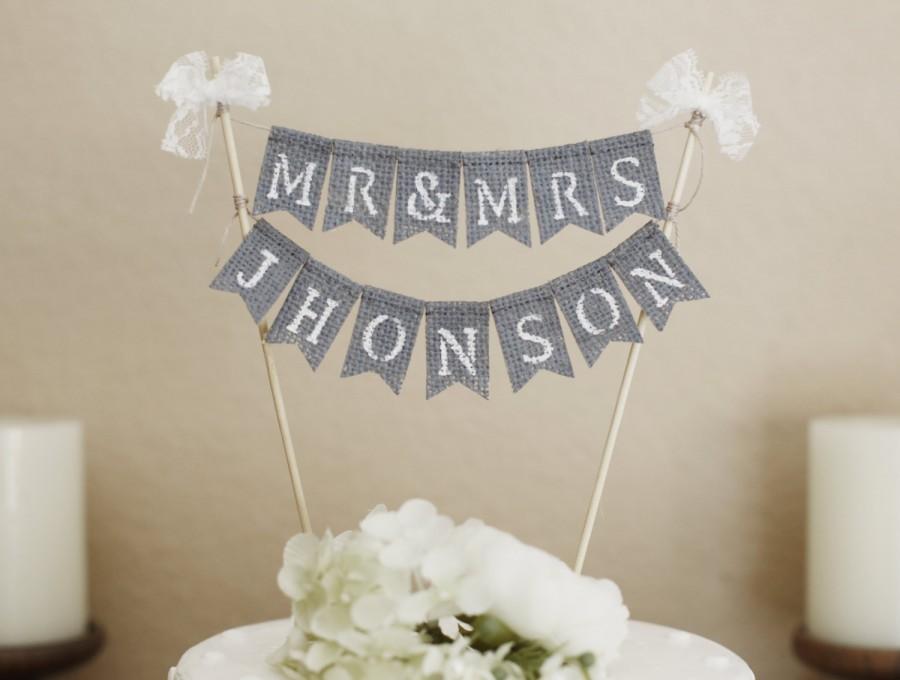 Mariage - Mr.& Mrs. Cake Topper,Rustic Wedding Cake Topper,Customized Cake Banner,Wedding Cake Topper,Wedding Cake Banner,cake topper,Grey Cake Topper