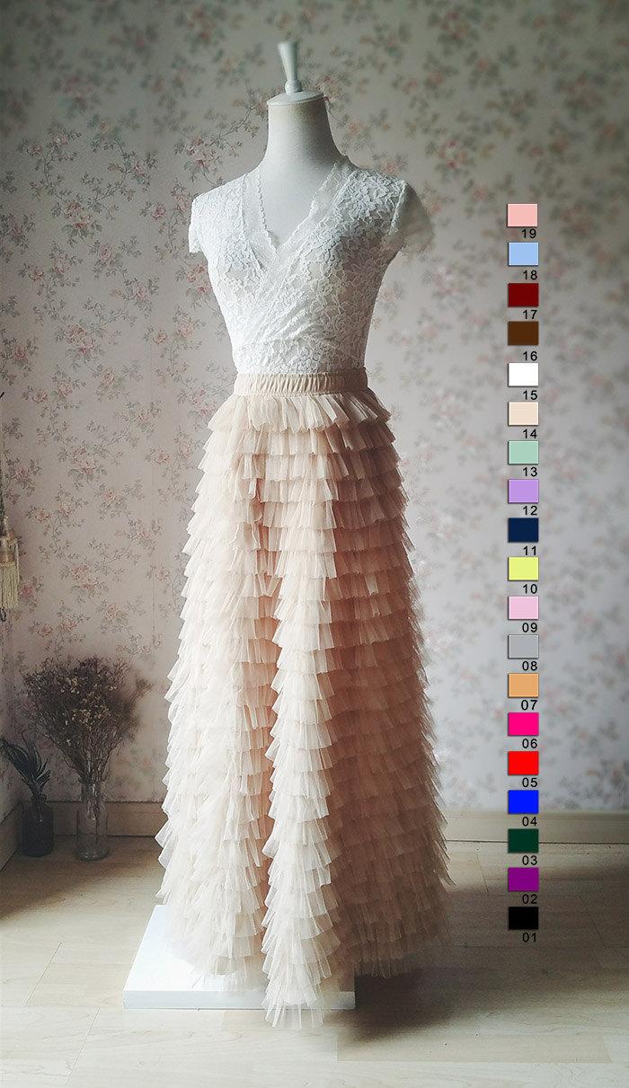 Hochzeit - Champagne Gowns Skirt,Tulle Wedding Skirt,layered bridal skirt,Unique Bridesmaid Skirt,Full Tulle Skirt,Custom Wedding Skirt (WP04)