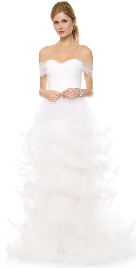 Wedding - Marchesa Off Shoulder Tulle Ball Gown