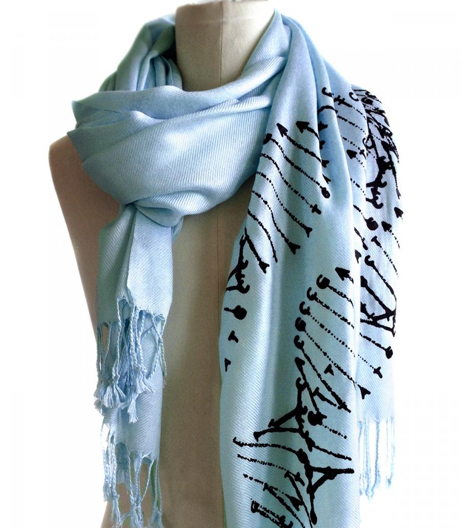 Mariage - DNA Print Scarf. DNA Double Helix silkscreened printed pashmina. Science scarf. Last minute gift for science teacher, genetic research.