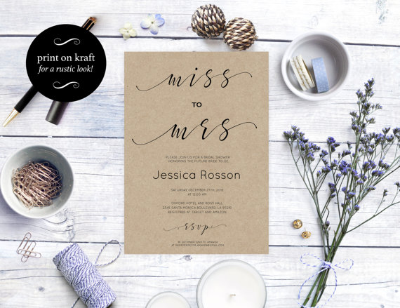 زفاف - Bridal Shower Invitation - Miss to Mrs bridal shower invitation - Simple Script Bridal Shower Invitation - Printable Wedding 