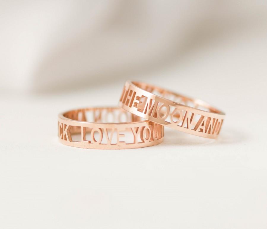 زفاف - 20% OFF* Custom Mantra Ring - Personalized Name Ring - I Love You Ring - Gift for her - Gift for mom - Gift For Sister - Wedding Band