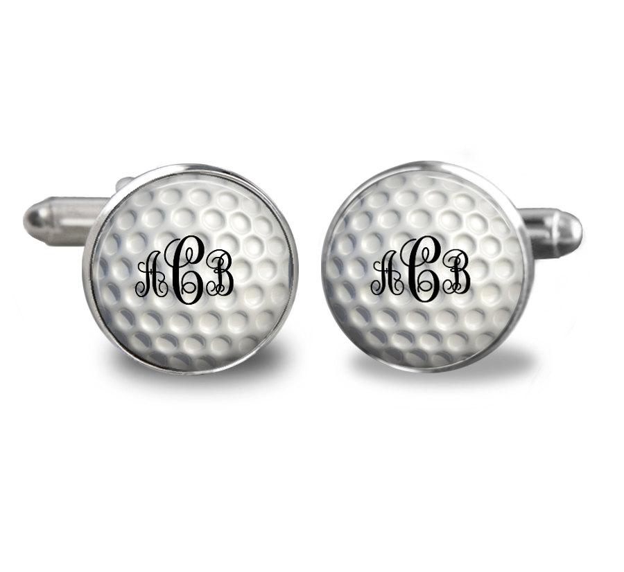 زفاف - Monogram Golf Ball Handmade Cufflinks