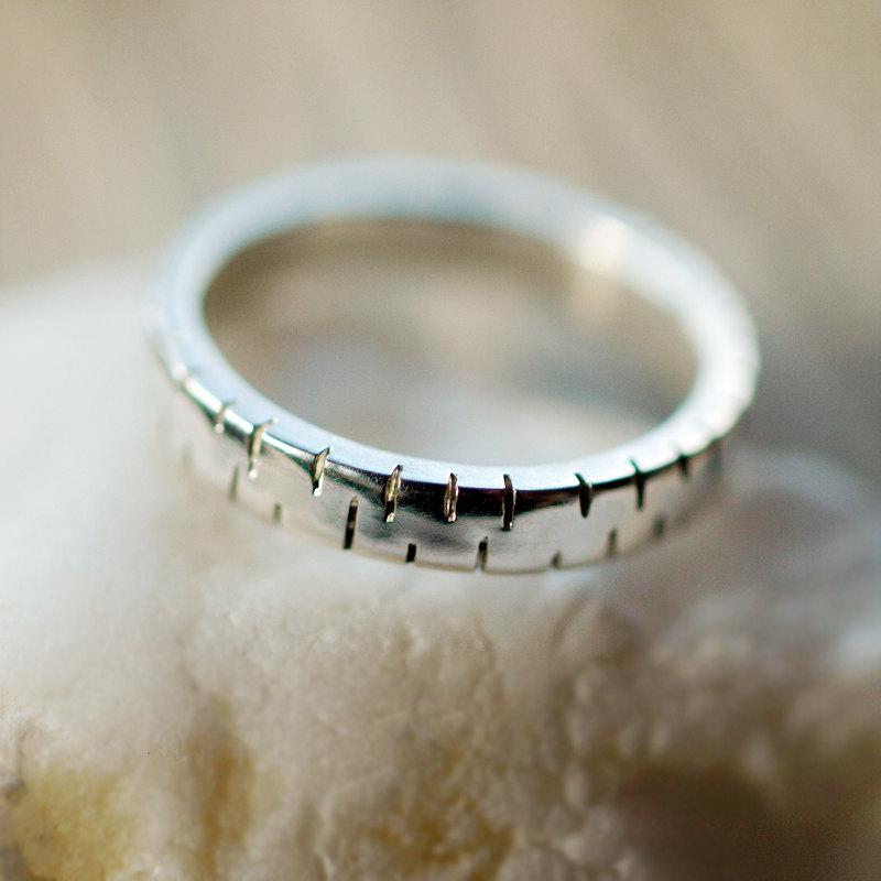 Wedding - Silver Sawtooth Ring, Men's Wedding Ring, Wedding Band for Him, Rugged Ring, Authentic Style, Sterling Silver Ring, Handmade Jewelry