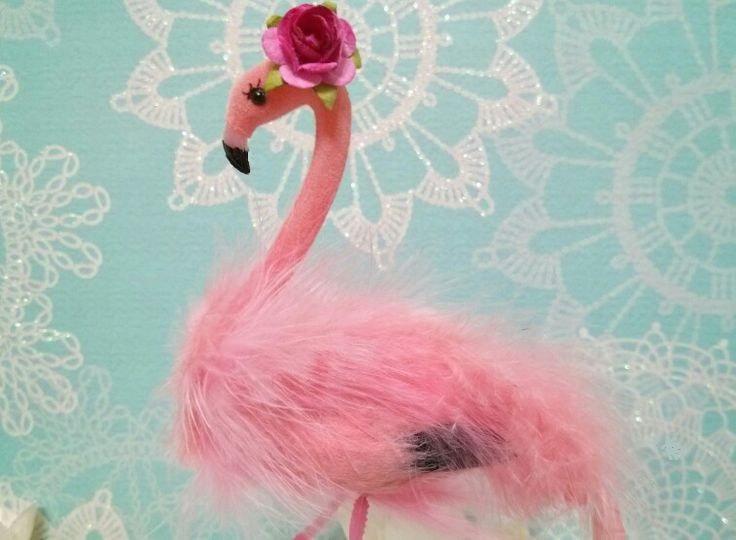 Hochzeit - SALE One chic pink flamingo birthday cake topper or shower cake topper