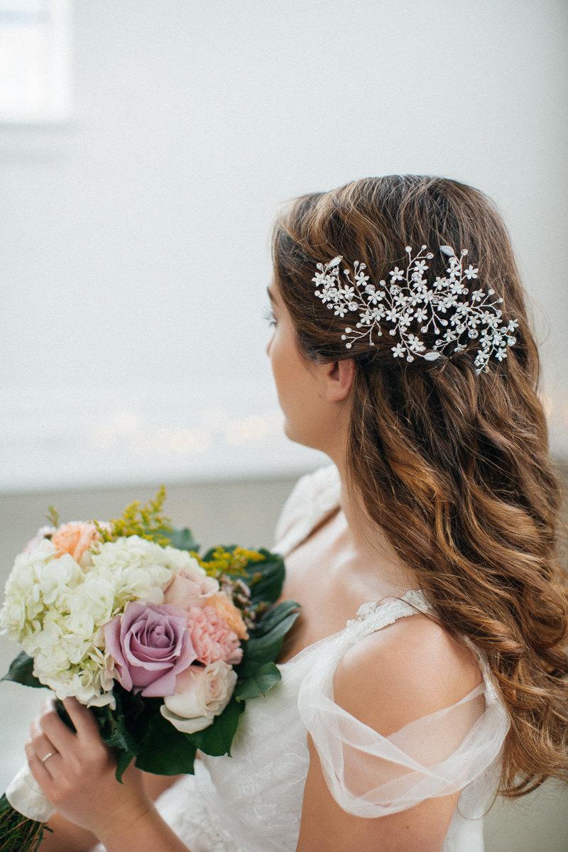 Wedding - SALE!  Floral Wedding Headpiece, Bridal Headpiece, Crystal Headpiece, Floral Bridal Headpiece, Wedding Headpiece, Wedding Hair Accessory
