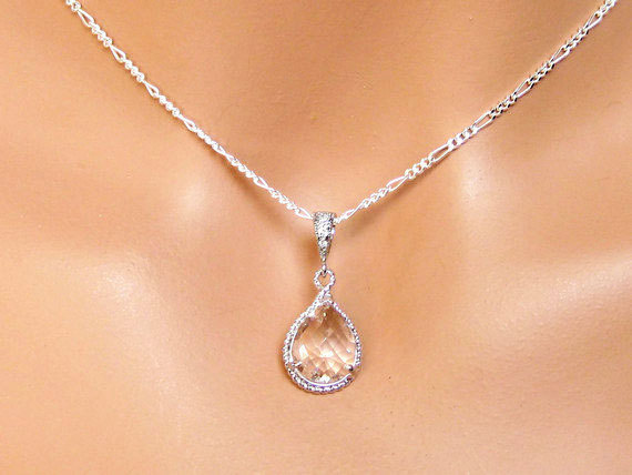 Mariage - Bridal Necklace. Crystal Pendant. Bridal Jewelry. Bridesmaids Necklace. Wedding Jewelry. Bridesmaids Jewelry