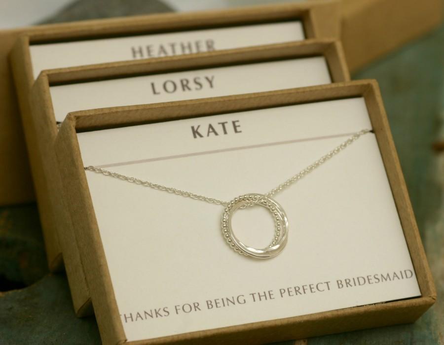 زفاف - Set of 3 bridesmaid necklaces, 3 best friend necklaces, 3 sister necklaces, 3 year anniversary, bridesmaid jewelry - Lilia