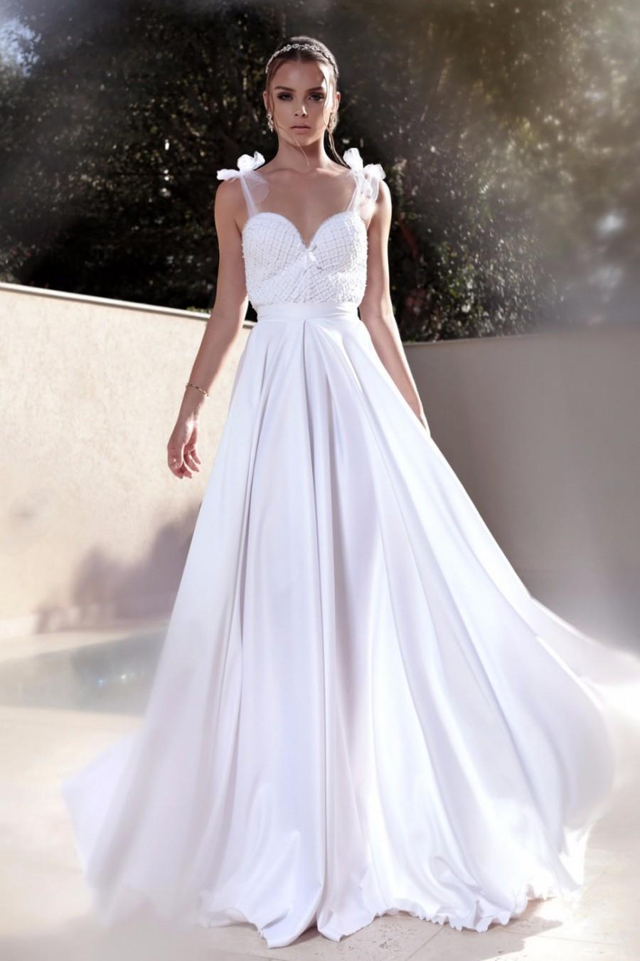 Hochzeit - White wedding dress,wedding dress open back,lace wedding dress,wedding gown,wedding dress,Wedding dress with pockets