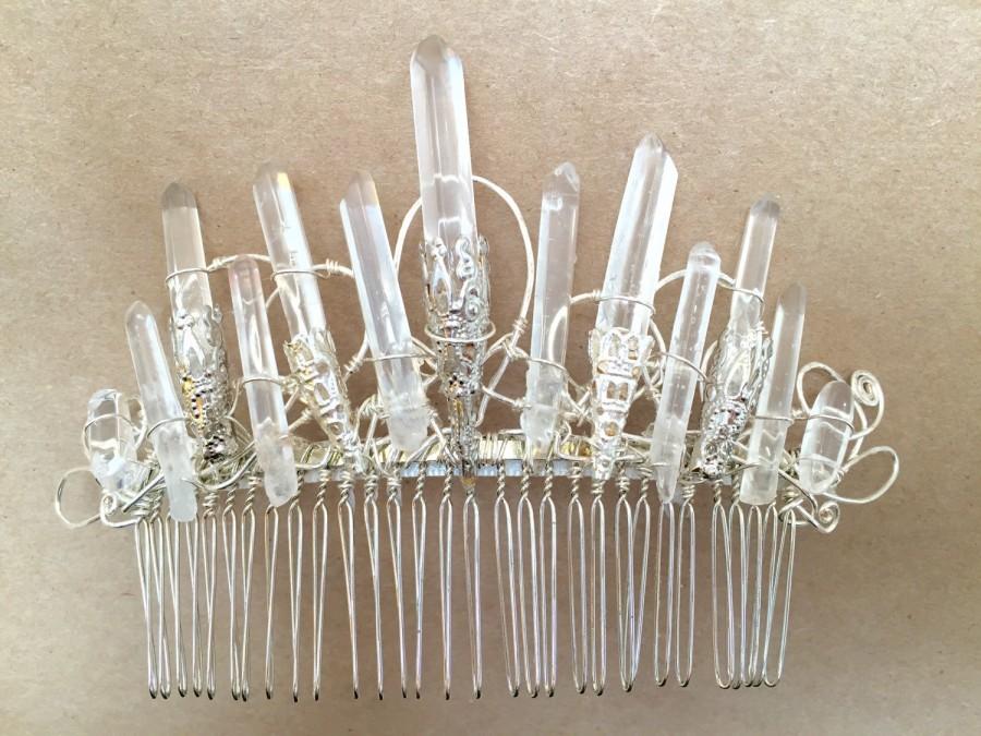 Свадьба - The VICTORIA Comb - Raw Crystal Filigree Comb - Organic, Edwardian, Art Nouveau, Bridal, Bridesmaid, Game of Thrones, Prom.
