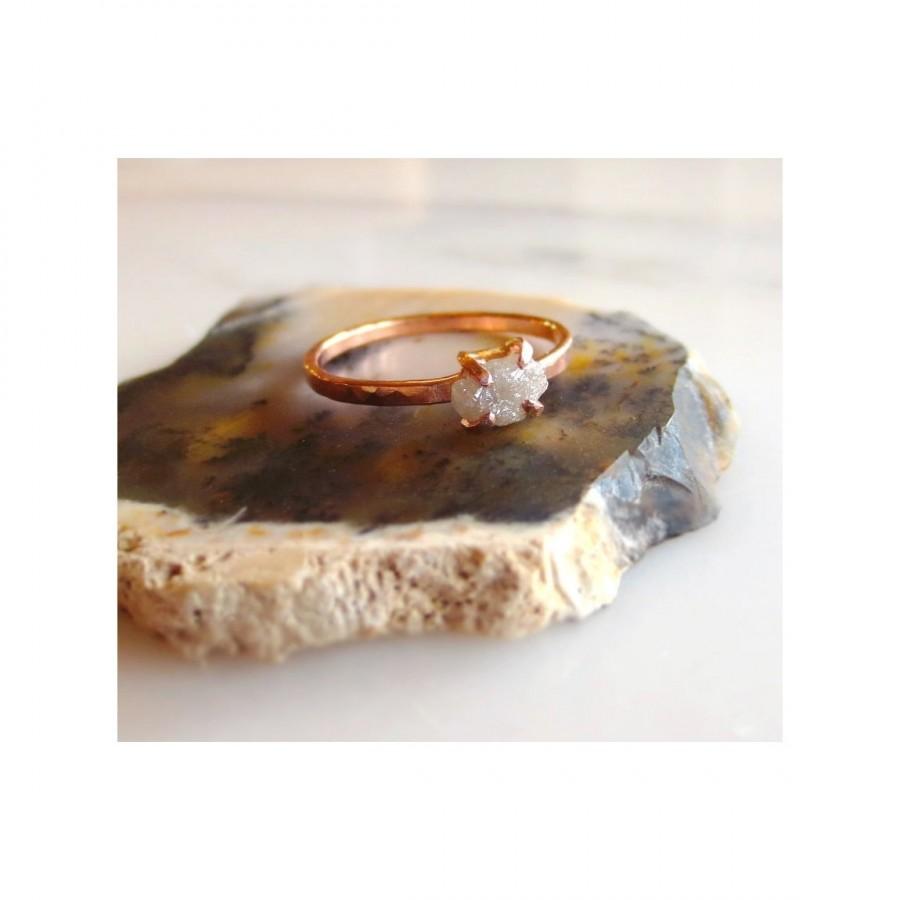 زفاف - Custom Engagement Ring, Raw Diamond Alternative, Rough Uncut Stone, Women's Wedding Ring Rose Gold, Yellow Gold or White Gold Made To Order