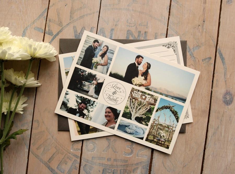 زفاف - Wedding Thank You Cards - Photo Thank Yous - Vintage Wedding Collage Thank You Notes - Printable - Luna