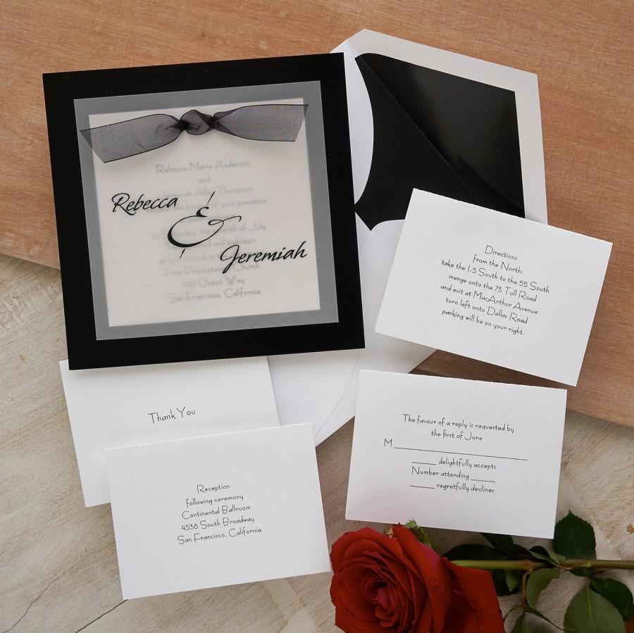 زفاف - Sheer Classic Invitation Set - Raised Thermography Wedding Invite - Formal Wedding Invitation Suite - Custom Wedding Invitation - AV646