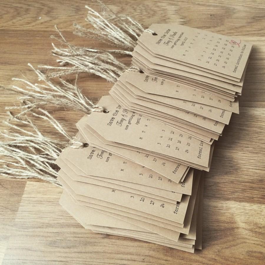 Mariage - Magnetic Tags Save the date Calendar with twine