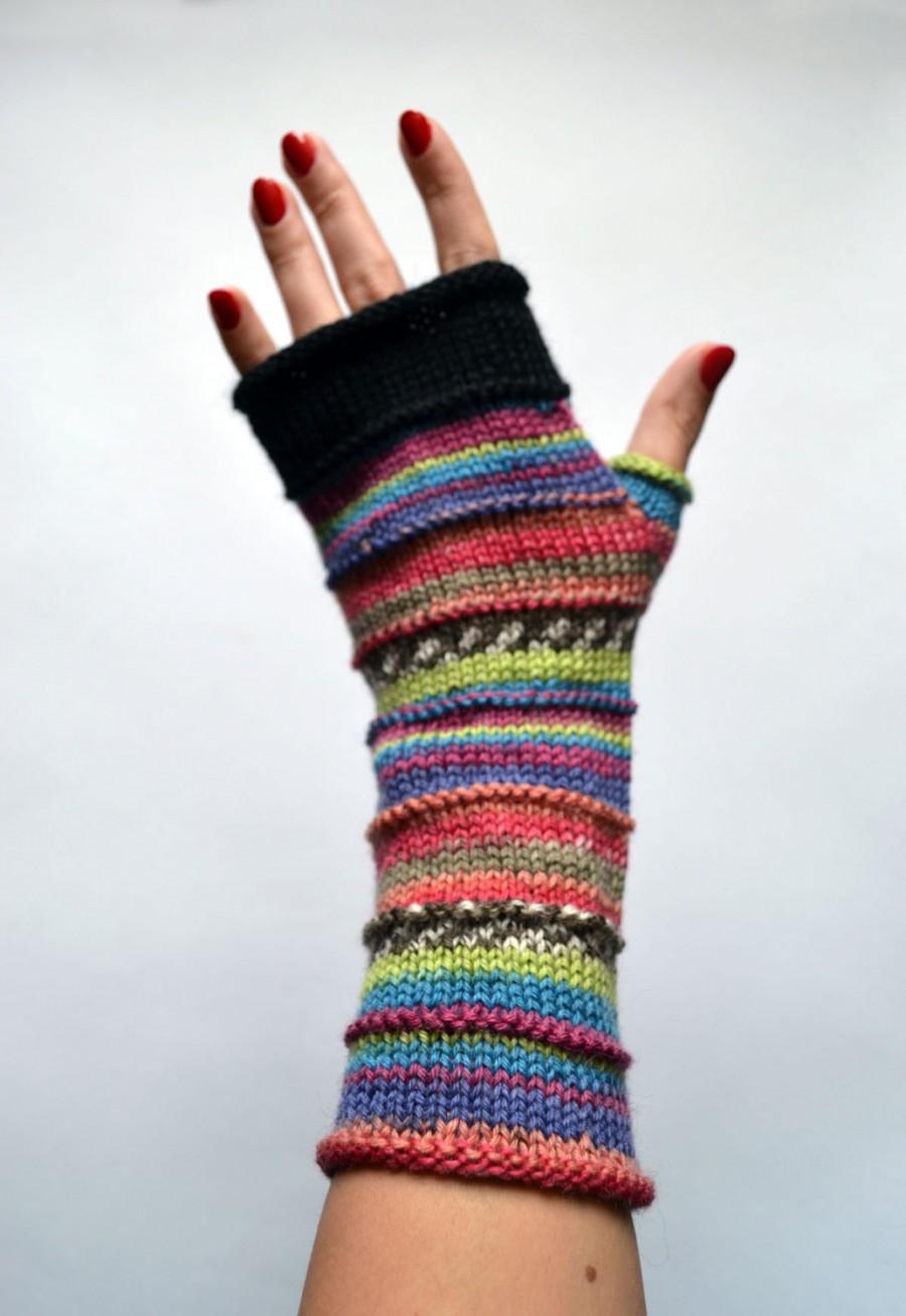 زفاف - Merino Wool Fingerless gloves -  Fingerless gloves - Fashion Gloves - Rainbow Fingerless Gloves   nO 49.
