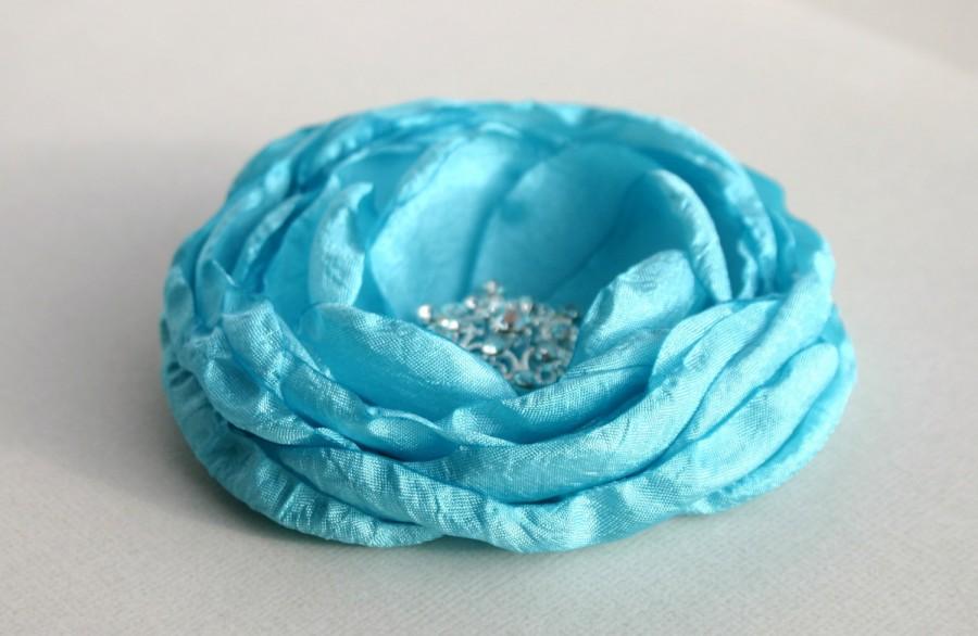Wedding - Blue Flower, Wedding Hair Accessories, Tiffany Flower Hair Clip, Aqua Flower Hair Accessory, Flower Hair piece, Blue Accessory