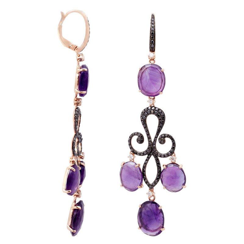 Wedding - Amethyst & Diamond Chandelier Earrings - Raven Fine Jewelers, Anniversary Gifts