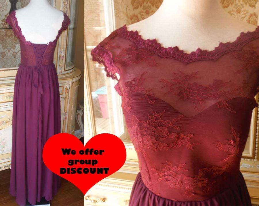 Wedding - Purple lace bridesmaid dress, Plum bridesmaid dress, purple bridesmaid dress. Lace dress