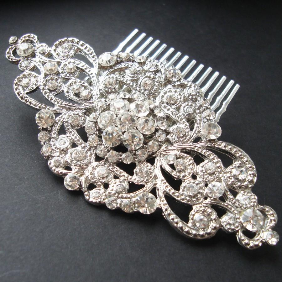 Свадьба - Vintage Style Bridal Hair Comb, Wedding Bridal Hair Accessories, Art Deco Wedding Hair Comb, Statement Bridal Headpiece, ANDORRA