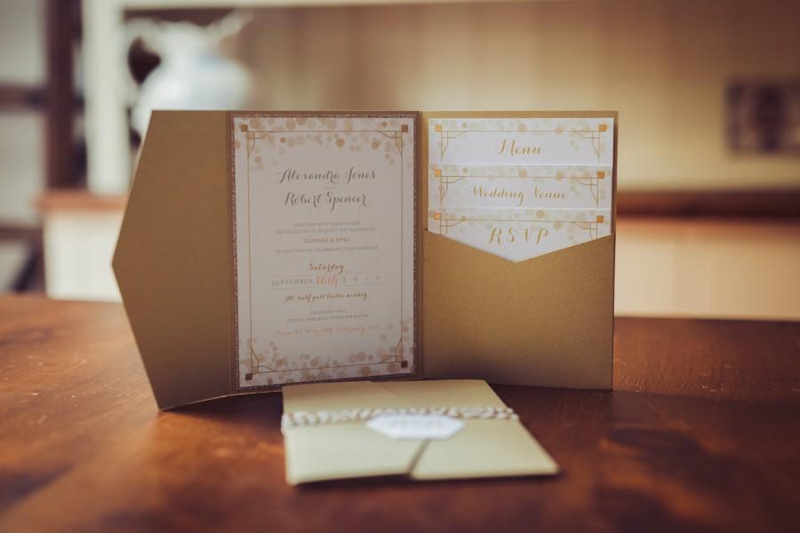 Свадьба - Gold Confetti Wedding Invitation 