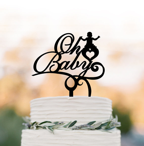 Mariage - Oh Baby cake topper, Baby Shower cake topper, party Cake decor, oh baby sign cake topper Acrylic cake topper birthday cake topper