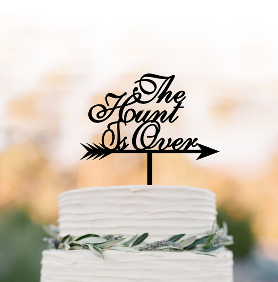Свадьба - Bridal Shower cake topper, party Cake decor, the hunt is over cake topper , unique cake topper for wedding, bridal shower engagement party
