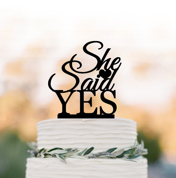 زفاف - She Said Yes Cake topper funny, Briday Shower cake topper, unique cake topper for wedding, bridal shower table decor engagement party