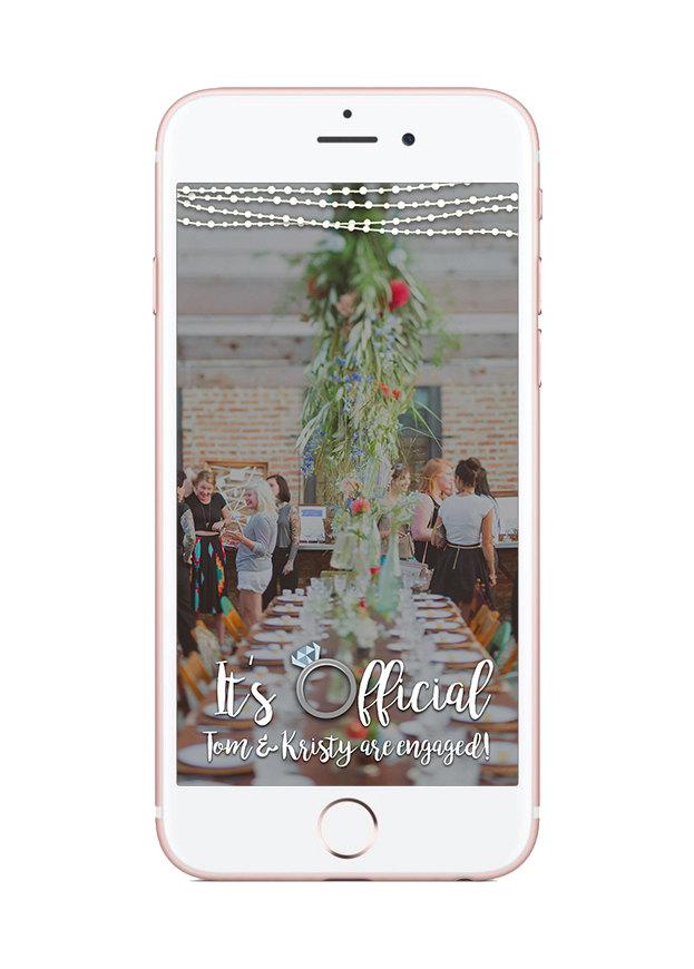Mariage - Custom Snapchat Geofilter with lights and ring  for Engagement, Bridal Shower, Anniversary, Wedding, Party, or other event!