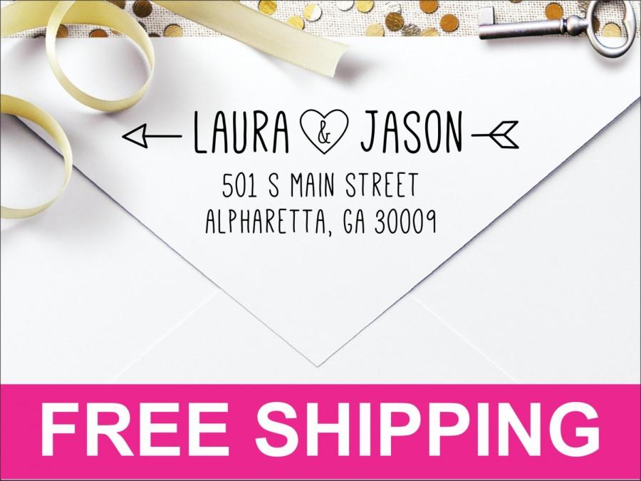 Mariage - Love Arrow Personalized Self Inking Return Address Stamp LVAR2770 - Perfect Rustic Wedding Gift, Bridal Shower Gift or Housewarming Gift