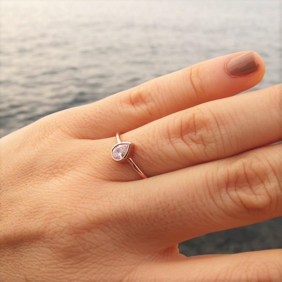 زفاف - Pear Ring, Diamond Pear Ring, 14K Solid Gold Pear Ring, GIA Certificate Included, Wedding Rinf, Engagement Ring, Free Shipping with Fedex