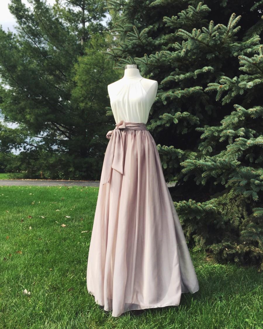 Hochzeit - Chiffon skirt, any length and color Bridesmaid skirt, floor length, tea length, knee length empire waist  chiffon skirt