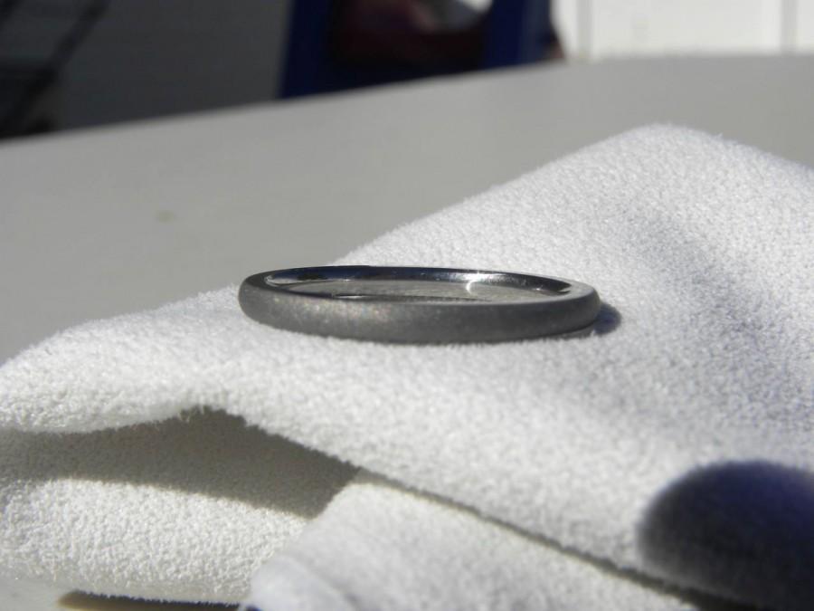 زفاف - Titanium Ring, Narrow, Domed, Sandblasted Wedding Band