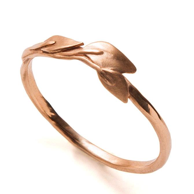 زفاف - Leaves Ring - 18K Rose Gold Ring, leaves wedding ring, wedding ring, wedding band, leaf ring, art nouveau, leaf wedding band, 1