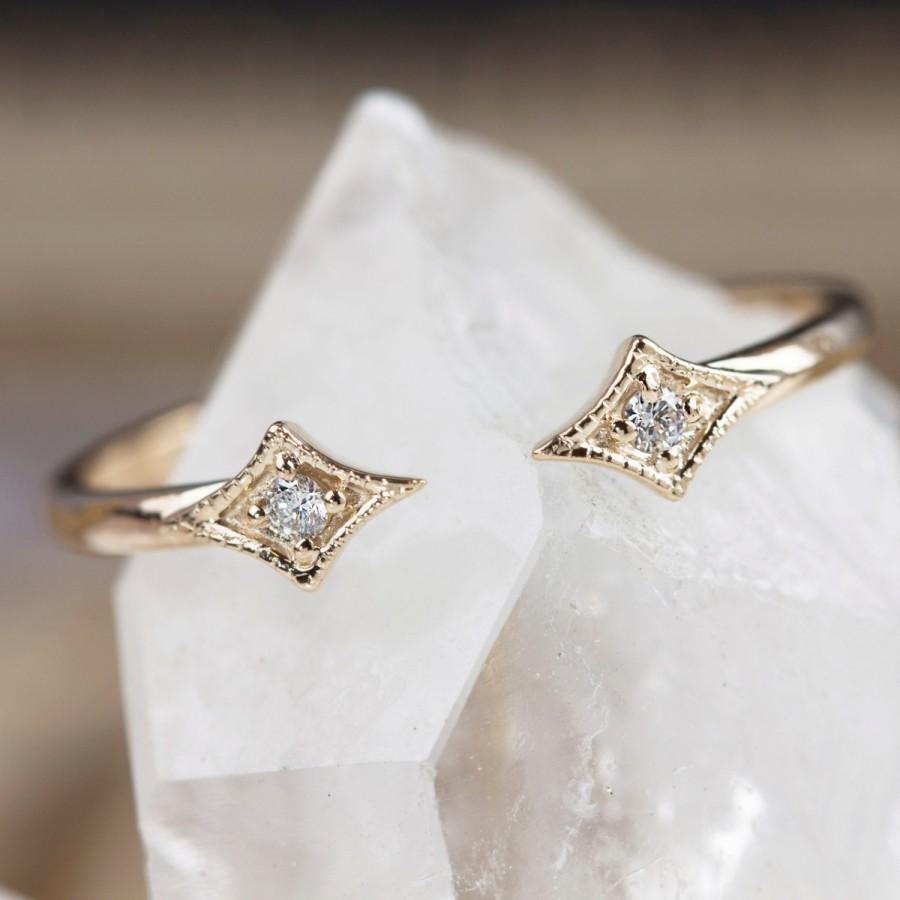 زفاف - Unique wedding band, wedding ring, diamond stack ring, open ring, 14k 18k gold, rose gold, white gold, platinum avail, sta-r104