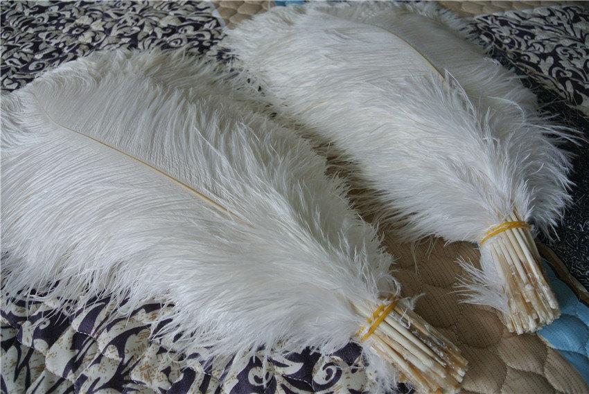 Mariage - 100 pcs white ostrich feather plume 20-22inches for wedding party supply wedding centerpiece