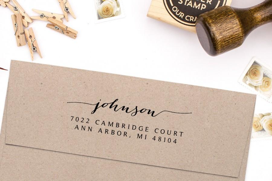 Hochzeit - Return Address Stamp, Housewarming Gift, Script Address Stamp, DIYer Gift, Wedding Gift. Custom Address Stamp 3" x 1"