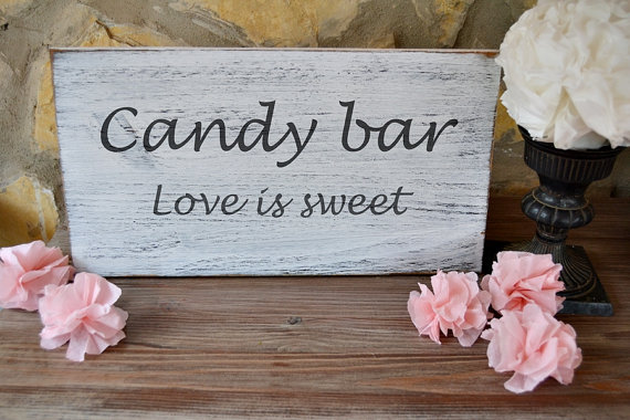 Hochzeit - Wedding Candy Bar Love is Sweet sign.Wooden Wedding Black & White Sign .Wedding Decor.Custom Wedding Sign Candy Bar.Wedding Sign handpainted
