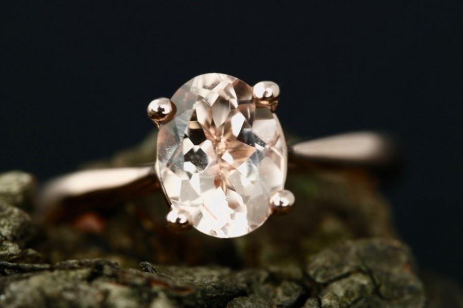 Свадьба - Annie 8x6mm/1.35 Carats Oval Cut Morganite 14k Roes Gold Solitaire Engagement Ring Anniversary Ring (Bridal Wedding Set Available)