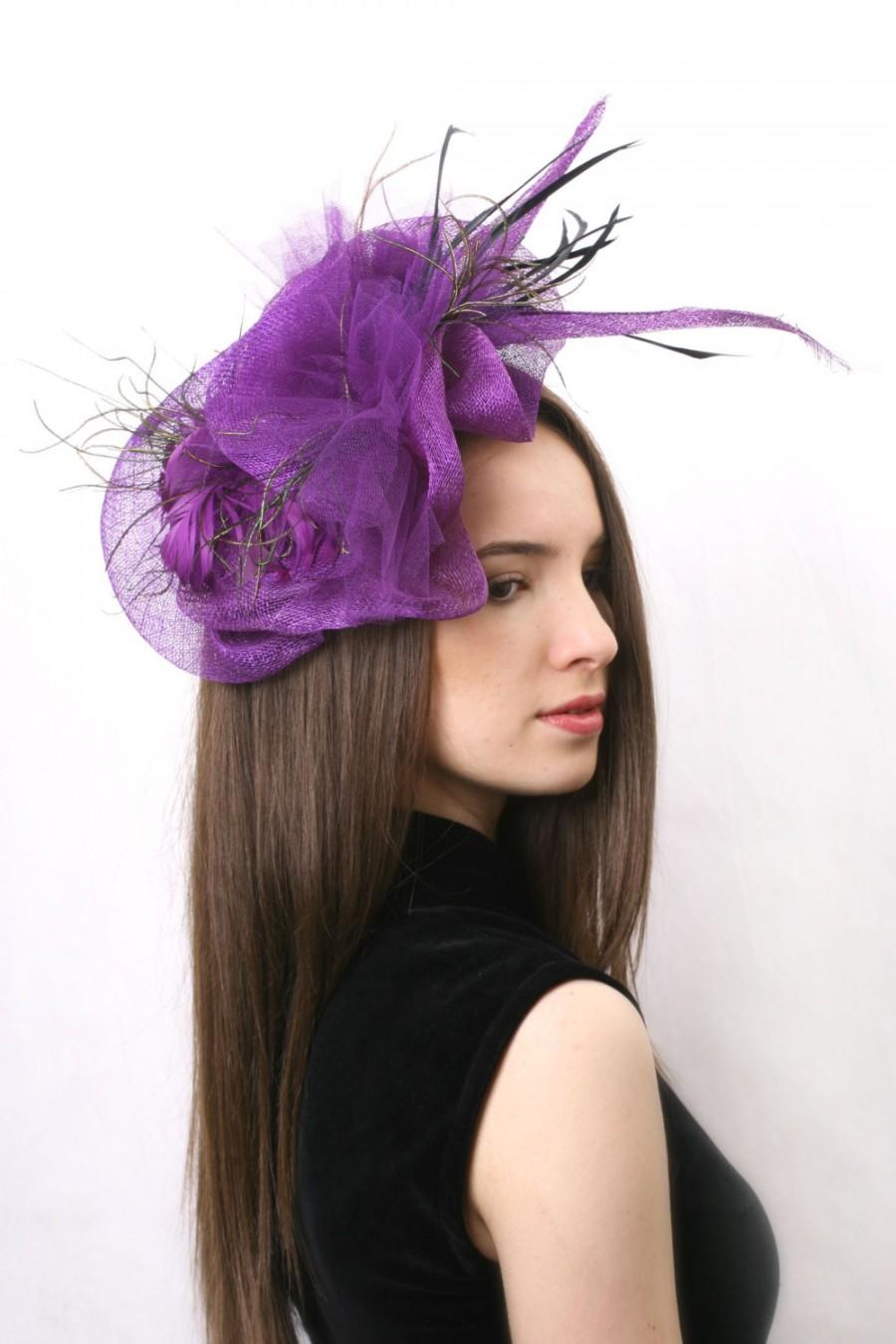 Wedding - Purple headpiece, Lavender Ascot Fascinator, Melbourne cup headpiece, Kentucky derby Hat, Wedding head piece, lilac purple hat, tea party