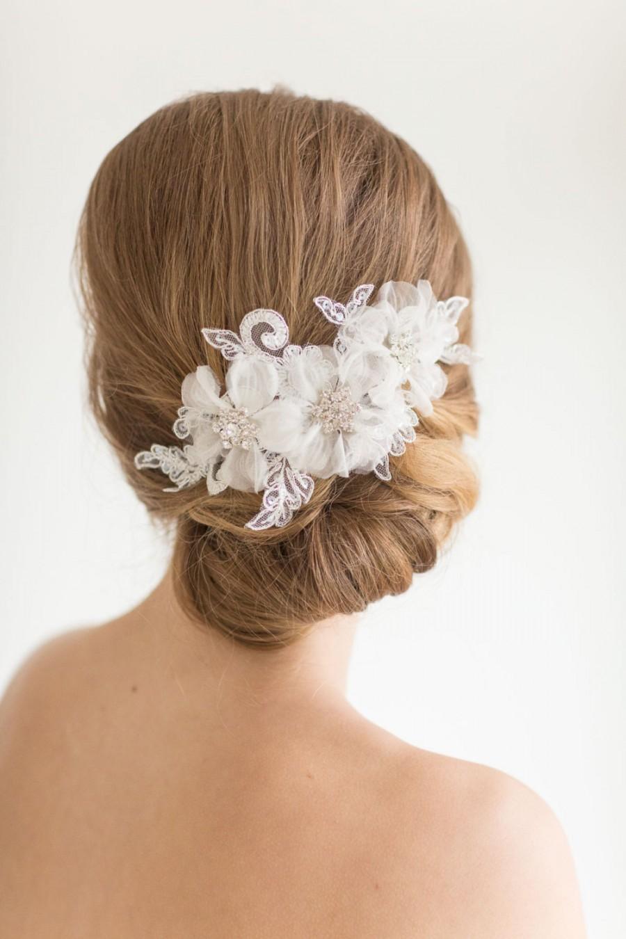 Wedding - Wedding Headpiece, Floral lace Headpiece, Bridal Lace Comb