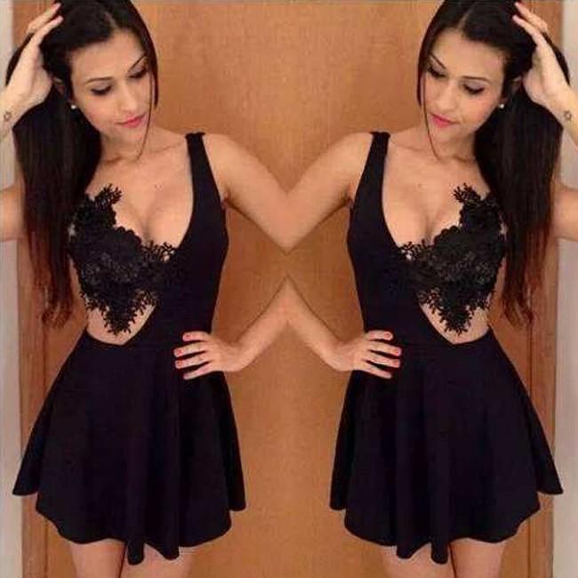 Mariage - Sexy Short Black Backless Cocktail Party Dress for Women