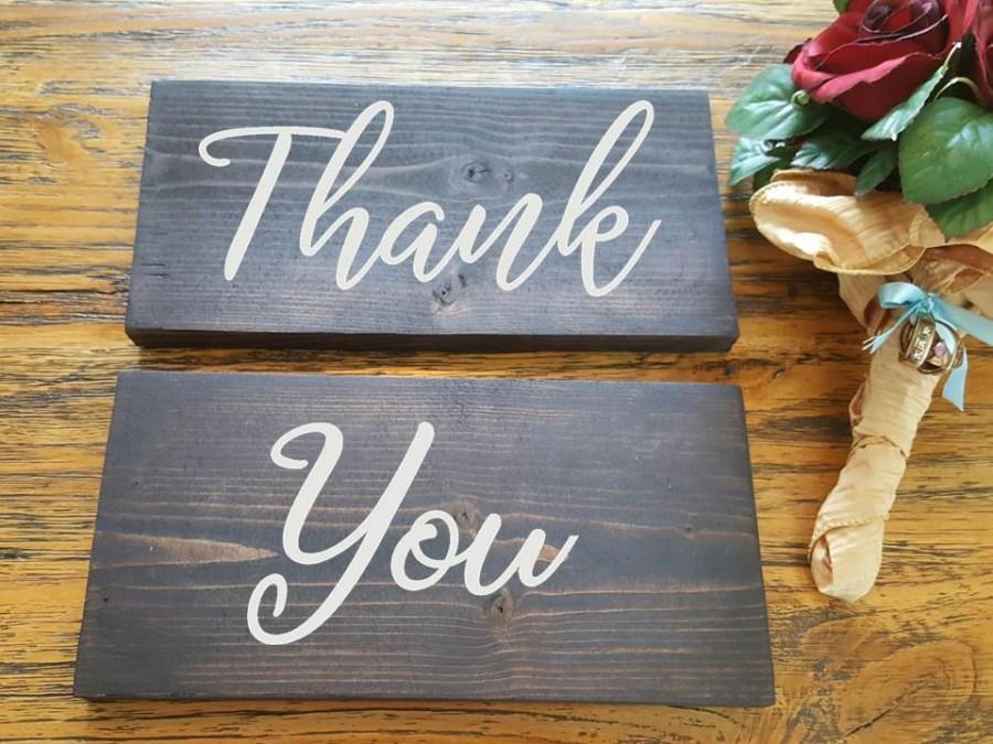 Hochzeit - Thank You Signs - 2 wooden handpainted signs - Rustic Wedding Wood Sign - Wedding Photo Props - Bride Groom Sign - Wedding decor- Engagement